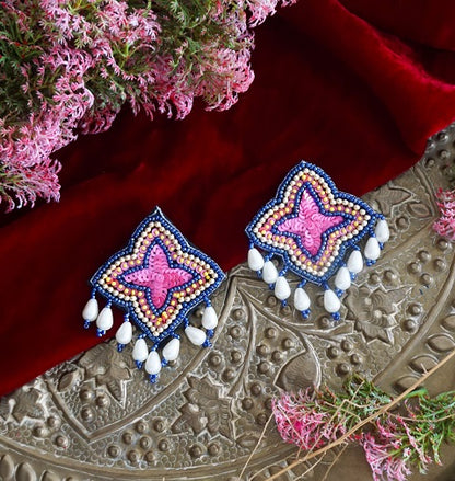 Alankar Purple Pink Bling Earring