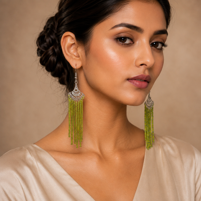 Green Stone Bead Earring