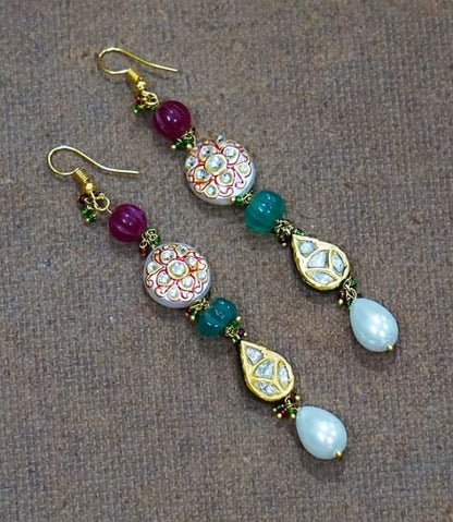 Red Green Pear Drop Earrings
