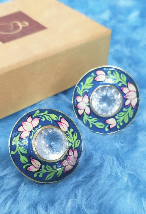 Blue Meenakari Stud