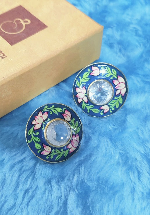 Blue Meenakari Stud